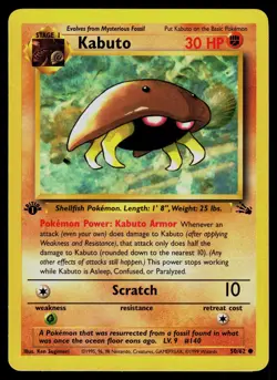 Kabuto 50/62 Fossil Common 1st edition Pokemon - Image 1