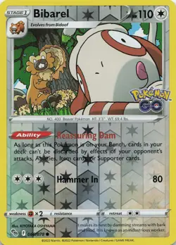 Pokemon TCG Bibarel #060/078 Reverse Holo Pokemon GO NM - Image 1