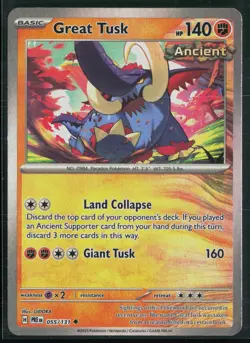 Great Tusk 055/131 Prismatic Evolutions Uncommon Pokemon POKEBALL Reverse Holo - Image 1