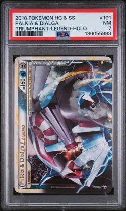 2010 POKEMON HEARTGOLD & SOULSILVER TRIUMPHANT PALKIA & DIALGA LEGEND-HOLO PSA 7 - Image 1