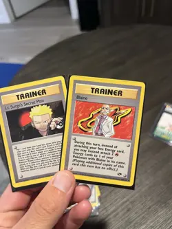 Pokemon TCG Trainer Lot (2) Blaine 100/132 Lt. Surge's Plan 107/132 - Image 1