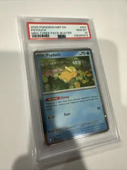 2025 Pokemon Black Star Promo Psyduck #007 GEM MT PSA 10 Meg Three Pack Blister - Image 1