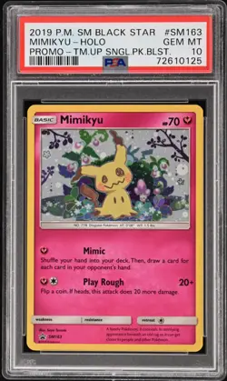 Mimikyu SM163 Holo Pokemon Card 2019 Team Up Blister Promo - PSA 10 GEM MINT - Image 1