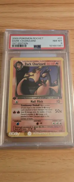 Pokemon TCG Dark Charizard 21/82 1st Edition PSA 8 Non-Holo - Image 1