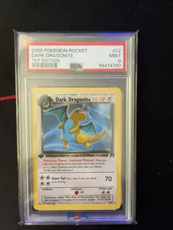 2000 Pokemon Rocket Dark Dragonite #22 PSA 9 Mint 1st Edition Card - Image 1