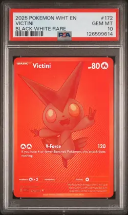 2025 POKEMON WHT EN-WHITE FLARE BLACK WHITE RARE #172 VICTINI PSA 10 - Image 1
