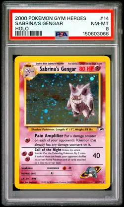 2000 POKEMON GYM HEROES HOLO #14 SABRINA'S GENGAR PSA 8 - Image 1