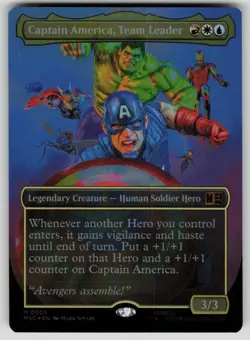 Captain America, Team Leader (Borderless) Foil Marvel Super Heroes 5 MTG NM - Image 1