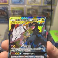 Pokemon S-Chinese Card Sun&Moon CSM2cC-094 Reshiram & Zekrom-GX RR Holo Tag Team - Image 2