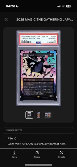 2025 MTG JPN FINAL FANTASY COLORFUL CHOCOBOS-BLACK TRAVELING CHOCOBO PSA 10 - Image 4