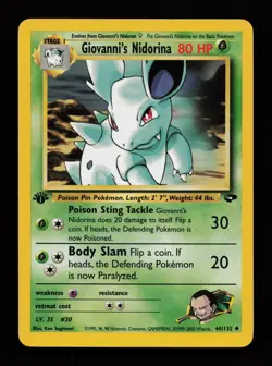 Giovanni's Nidorina 44/132 1st Edition Uncommon Gym Challenge Pokemon Cards - Image 1