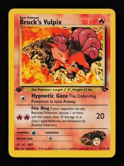Brock's Vulpix 37/132 1st Edition Uncommon Gym Challenge Pokemon Cards - Image 1