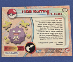 Topps Koffing #109 NM - Topps Pokemon Series 2 - Vintage Card - Blue Logo - Image 2