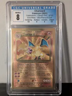 Pokemon Card Charizard 4/102 Gold Metal Celebrations UPC 25th Anniversary CGC 8 - Image 1