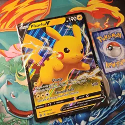 Pokemon Jumbo Card Pikachu V SWSH061 Black Star Promo Full Art Rare Holo TCG - Image 2