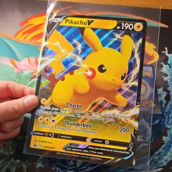 Pokemon Jumbo Card Pikachu V SWSH061 Black Star Promo Full Art Rare Holo TCG - Image 5