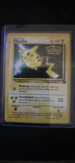 Pokemon Tcg Pikachu (WB Stamped Movie Promo) 4 WoTC Black Star Promo Card HP - Image 1