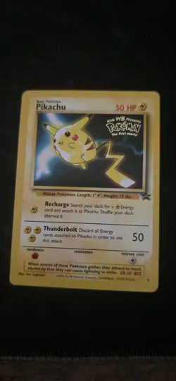 Pokemon Tcg Pikachu (WB Stamped Movie Promo) 4 WoTC Black Star Promo Card HP - Image 2