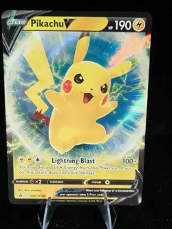 Pokemon Pikachu v TCG SWSH198 Black Star Promo Card - Image 1