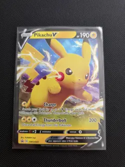 Pokemon TCG Pikachu v SWSH061 Black Star Promo Rare Holo Foil Card NM Condition - Image 1