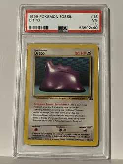 1999 Pokemon TCG Fossil Ditto 18/62 PSA 3 VG Rare Non Holo - Image 1