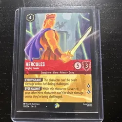 Hercules Mighty Leader Legendary Collection Disney Lorcana Mint Condition Rare - Image 1