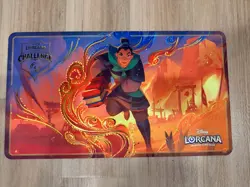 Disney Lorcana Challenge Mulan charging Ahead Playmat 24x14 Non-Slip Back - Image 1