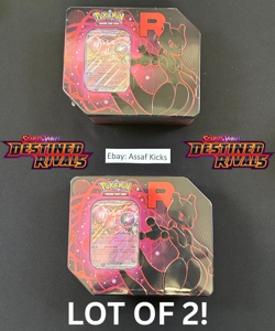 LOT OF 2 Pokemon TCG Destined Rivals Tin Factory Sealed - Image 1