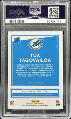 2020 Panini Donruss Tua Tagovailoa Rated Rookie #302 PSA 10 GEM MINT (RC) - Image 2