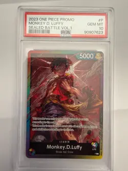 2023 ONE PIECE PROMOS SEALED BATTLE VOL. 1 #P MONKEY D. LUFFY PSA 10 - Image 1