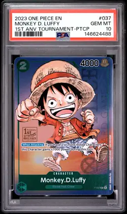 PSA 10 - Monkey D. Luffy P-037 1st Anniversary Tournament x488 - One Piece - Image 1