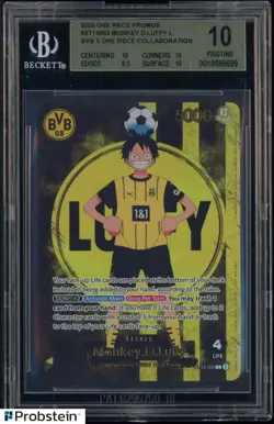 2025 ONE PIECE PROMOS BVB X ONE PIECE MATCH DAY 2025 #003 MONKEY D. LUFFY BGS 10 - Image 1