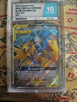 Pokemon TCG Moltres & Zapdos & Articuno GX 69/68 Ace 10 Perfect Sub Grades - Image 1