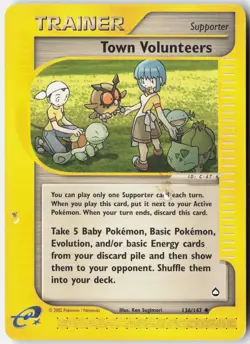 Town Volunteers 136/147 Uncommon Aquapolis Pokemon Heavily Played - Image 1