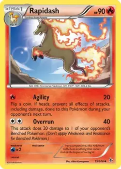 Moderately Played, English Pokemon Reverse Holo Rapidash - 15/106 - Uncommon - R - Image 1