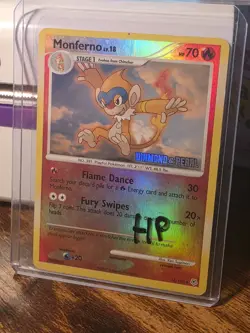 1x Hp+ Pokemon Diamond and Pearl #56/130 Monferno Reverse Holo Stamped - Image 3