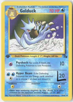 Golduck 35/62 Uncommon Fossil Pokemon 1st Edition Lightly Played - Image 1