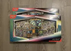 2 x Pokemon Prismatic Evolutions Lucario EX and Tyranitar EX Premium Collection - Image 1