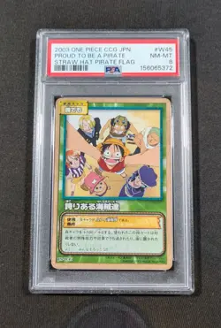 2003 Japanese One Piece CCG Proud To Be A Pirate W45 PSA 8 NM-MT Straw Hat Flag - Image 1