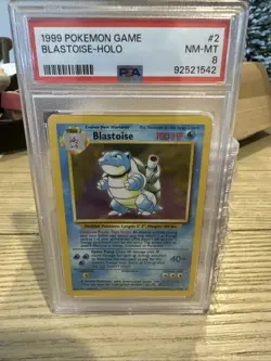 1999 Pokemon TCG Blastoise Base Set Holo Rare Card 2/102 PSA Graded 8 - Image 1