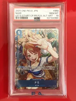 PSA 10 NAMI ONE PIECE CARD OP09-050 PARALLEL LET'S START CAMPAIGN PROMO Japanese - Image 1