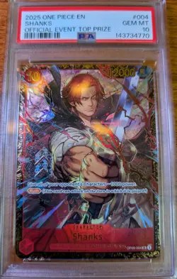 2025 One Piece EN Official Event Top Prize #004 Shanks PSA 10 GEM MINT - Image 2