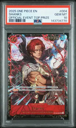 2025 One Piece EN Official Event Top Prize #004 Shanks PSA 10 GEM MINT - Image 3