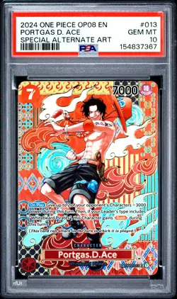 2024 ONE PIECE OP08-TWO LEGENDS SPECIAL ALTERNATE ART #013 PORTGAS D. ACE PSA 10 - Image 1