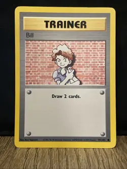 Pokemon TCG Bill Base Set Trainer Unlimited Common Card 91/102 LP Vintage - Image 1