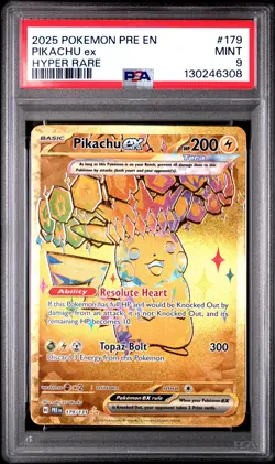2025 Pokemon Pre En-Prismatic Evolutions #179 Pikachu Ex Hyper Rare PSA 9 - Image 1