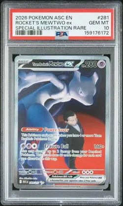 Pokemon Team Rocket's Mewtwo ex Ascended Heroes SIR #281 PSA 10 Gem Mint - Image 1