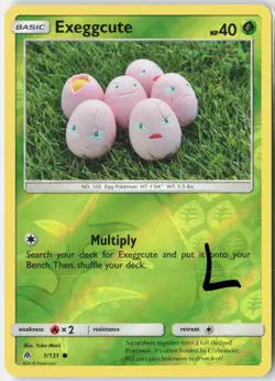 Exeggcute 1/131 Common Forbidden Light Pokemon Reverse Holo Lightly Played - Image 1