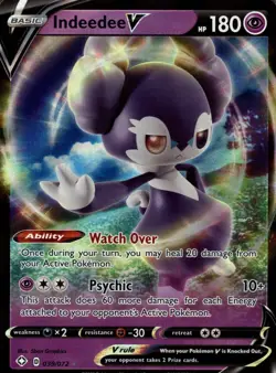 Indeedee V 039/072 Holo V Rare Shining Fates Pokemon Holo Near Mint - Image 1