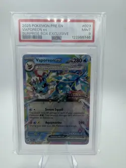 The Pokemon Company Vaporeon ex 023/131 Prismatic Evolutions Holo PSA 9 EN - Image 1